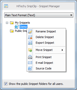 Save snippet Wizard code panel.